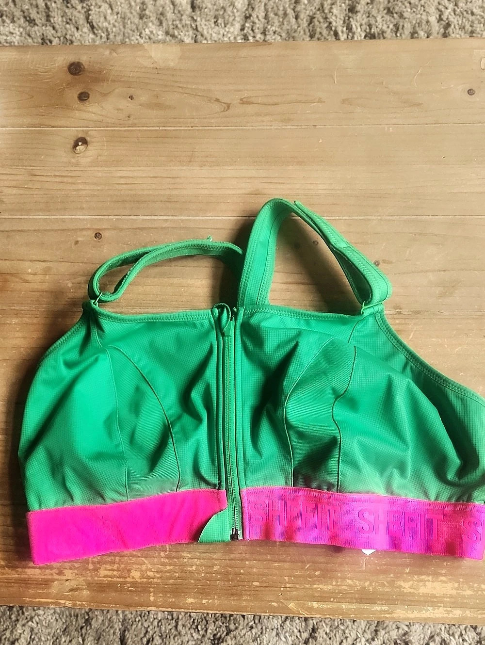 Shefit Ultimate Sports Bra Green & Pink Sports Bra